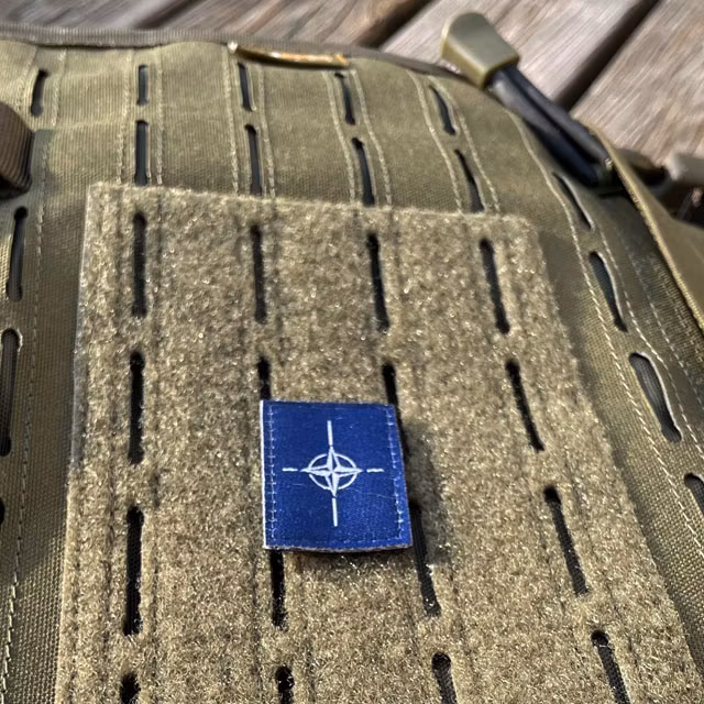 NATO Flag Hook Patch Small from TAC-UP GEAR seen from the side
