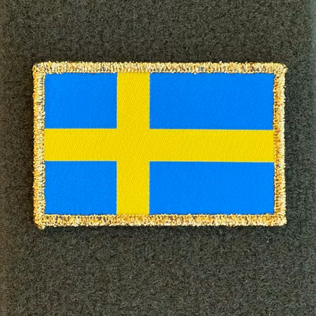 Sweden Flag Gold Border Hook Patch