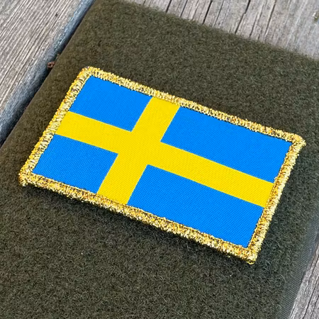 Sweden Flag Gold Border Hook Patch