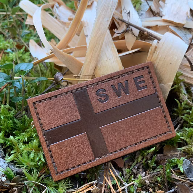 Sweden Flag Leather Patch treated with leather balm and in its true nature!