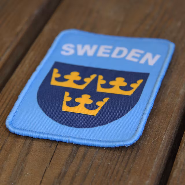 Sweden Hook Patch UN Blue seen at a slight angle
