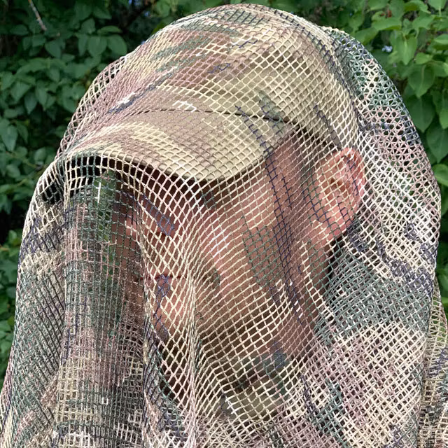 closeup on a Scrim Net Scarf Multicam