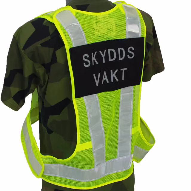Snett bakifrån foto av en Skyddsvakt Reflexsväst.