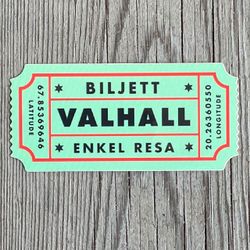 Sticker Biljett Valhall Ljusgrön