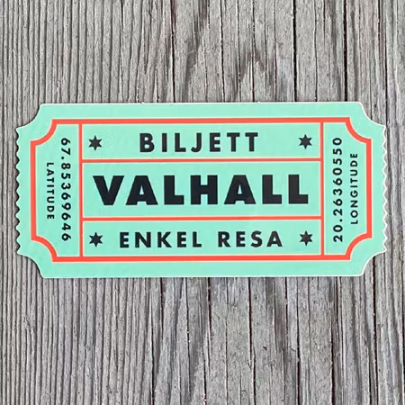 Valhall Ticket Vinyl Sticker - Light Green