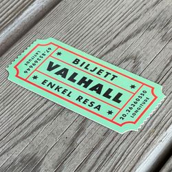 Sticker Biljett Valhall Ljusgrön