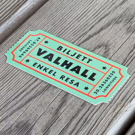 Valhall Ticket Vinyl Sticker - Light Green