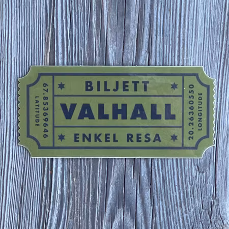 Valhall Ticket Vinyl Sticker - Olive