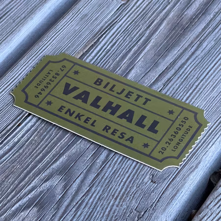 Valhall Ticket Vinyl Sticker - Olive
