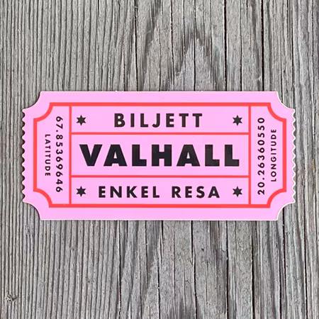 Valhall Ticket Vinyl Sticker - Pink