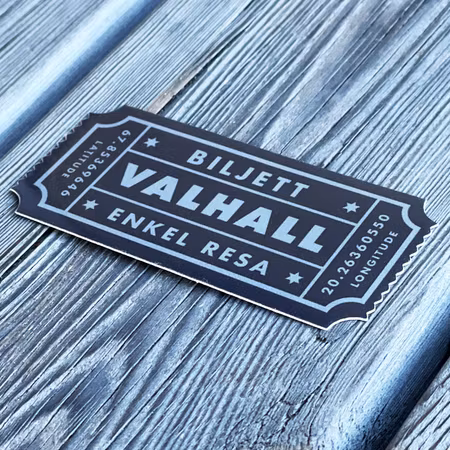 Valhall Ticket Vinyl Sticker - Black/Grey