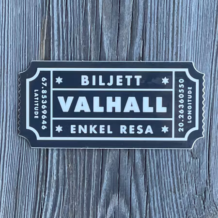 Valhall Ticket Vinyl Sticker - Black/White