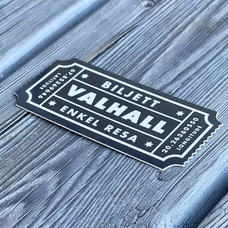 Valhall Ticket Vinyl Sticker - Black/White