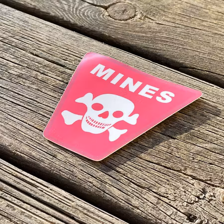 Mines Warning Vinyl Sticker - Large