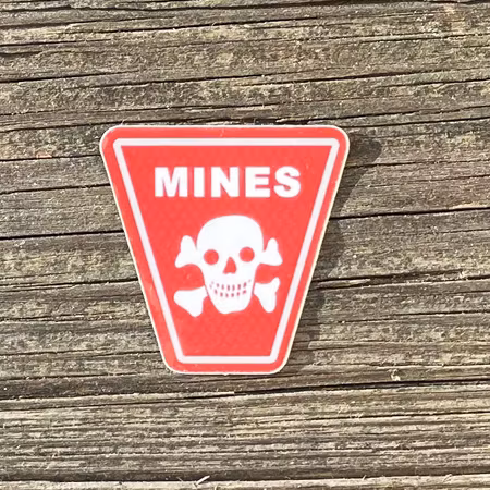 Mines Warning Vinyl Sticker - Small