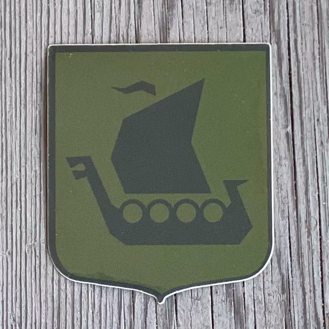 Sticker Viking Ship Green Black seen from the front