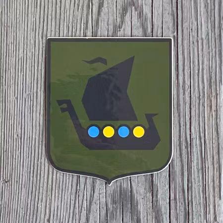 Viking Ship Vinyl Sticker - Green Blue/Yellow