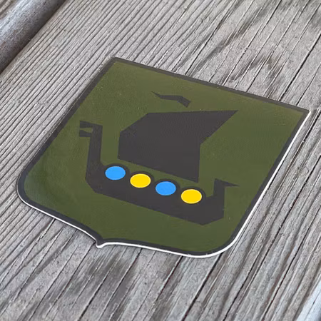 Viking Ship Vinyl Sticker - Green Blue/Yellow