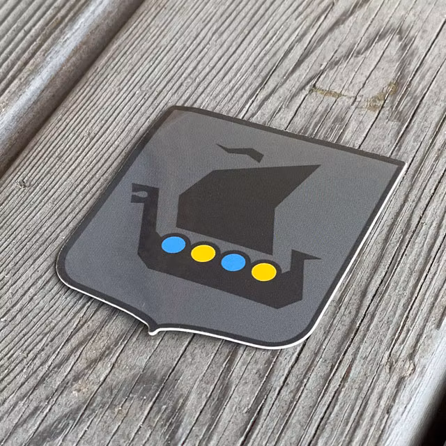 Sticker Viking Ship Grey Blue Yellow seen from an angle