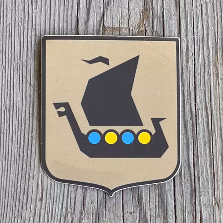 Viking Ship Vinyl Sticker - Sand Blue/Yellow