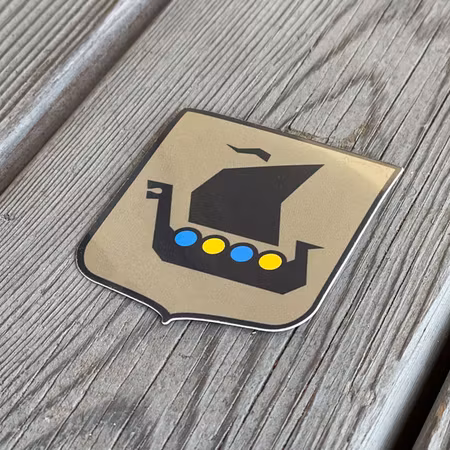 Viking Ship Vinyl Sticker - Sand Blue/Yellow