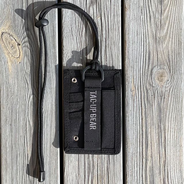 The backside of a Tactical Neck ID Card Holder Black from TAC-UP GEAR