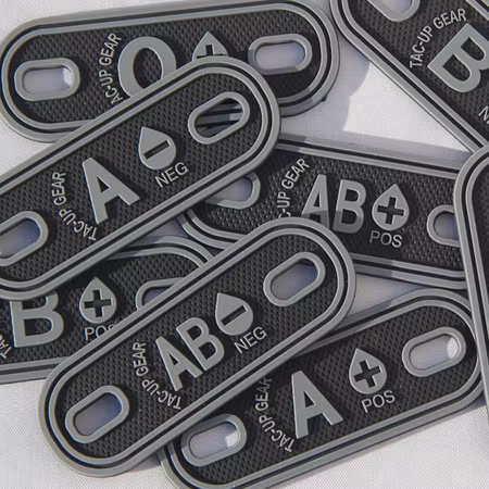 Blood Type PVC Tag - Black/Grey