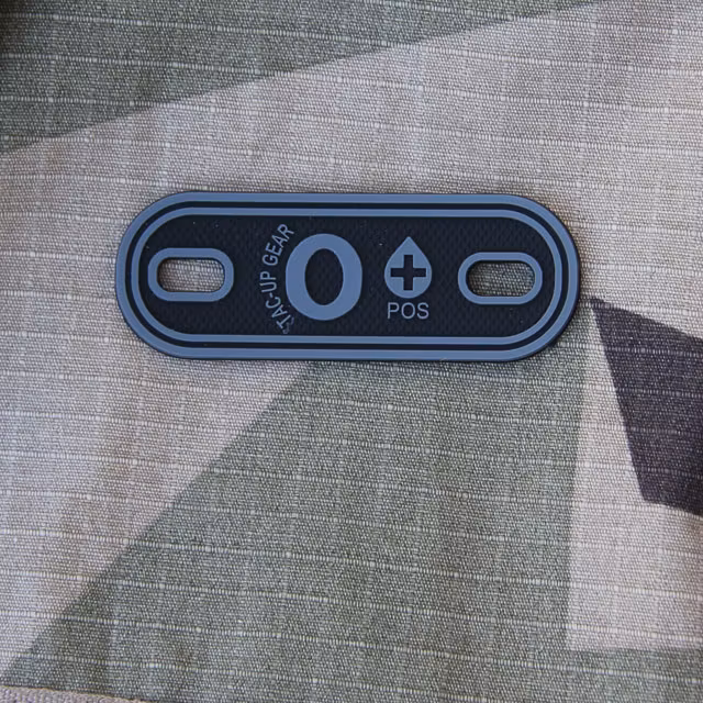 O+ Bloodtype Tag Black PVC.