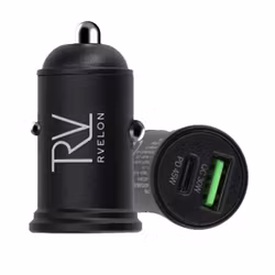Rvelon Billaddare med 45W USB-C PD3.0 och USB-A QC3.0 Snabbladdning