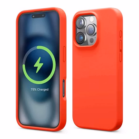 iPhone 16 Pro Mobilskal Silikon Magnet Rv - Röd