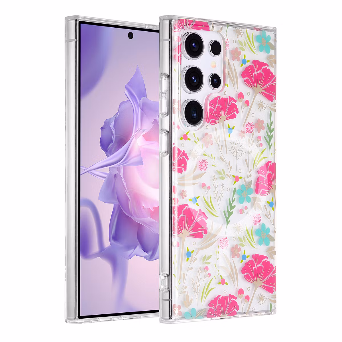 Samsung Galaxy S24 Ultra Magnetskal – Blommor i Röd/Grön