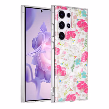 Samsung Galaxy S24 Ultra Magnetskal – Blommor i Röd/Grön