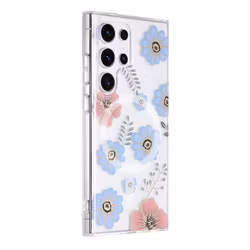 Samsung Galaxy S24 Ultra Magnetiskt Mobilskal - Blommor Röd/Blå
