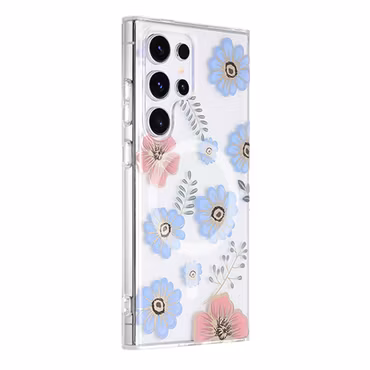 Samsung Galaxy S24 Ultra Magnetiskt Mobilskal - Blommor Röd/Blå