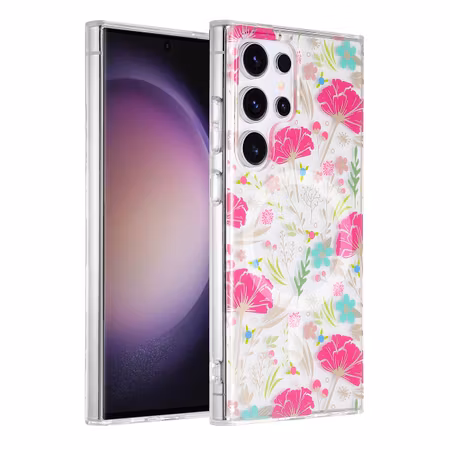 Samsung Galaxy S23 Ultra Magnetskal – Blommor Röd/Grön