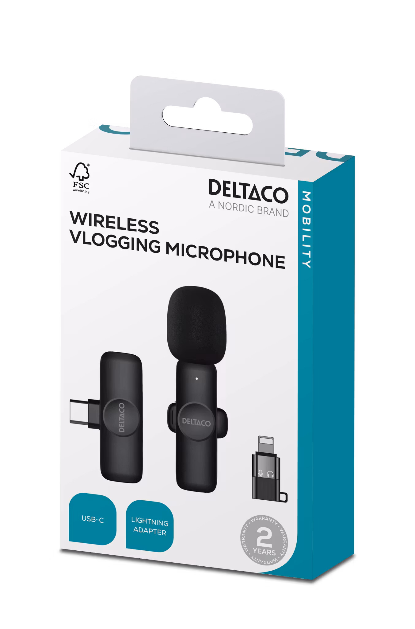 Deltaco Trådlös Vlog-mikrofon för iPhone & Samsung.-svart