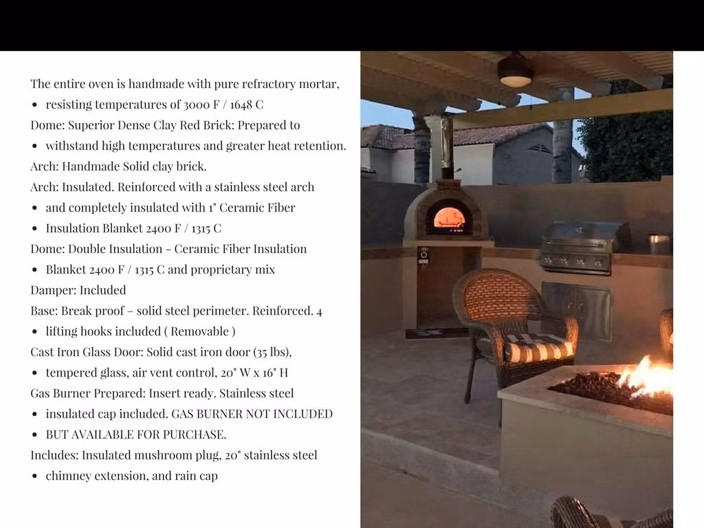 120 Pizzaugn dubbelisolerad proffsugn vedeldad eller till gas