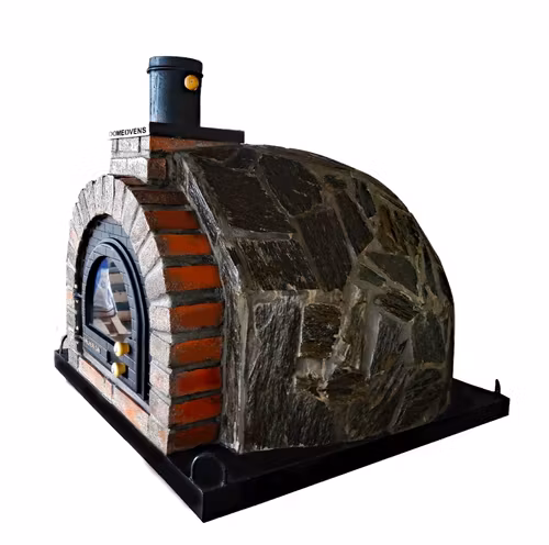 110 cm Pizzaugn dubbelisolerad vedeldad / gas med natursten med skorsten