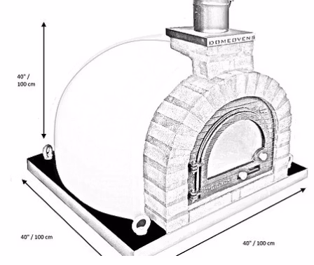 90 cm Pizzaugn dubbelisolerad proffsugn vedeldad eller till gas med natursten