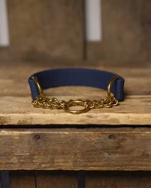 Halsband, halvstryp med kedja, i HEXA - 25mm