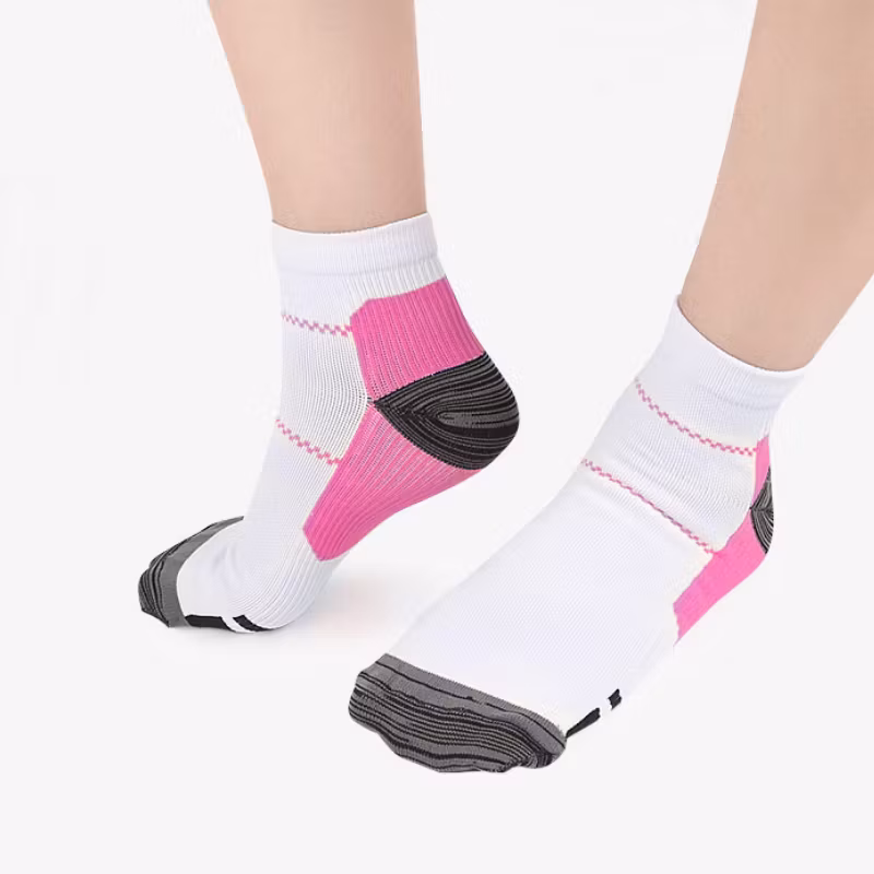 Nilkkasukat, nilkka- ja nilkkatuki, kompressiosukat, VALKOINEN-PINKKI