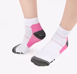 Nilkkasukat, nilkka- ja nilkkatuki, kompressiosukat, VALKOINEN-PINKKI