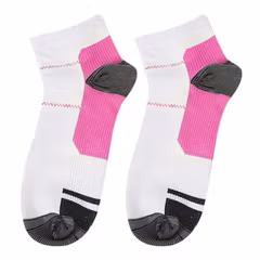 Nilkkasukat, nilkka- ja nilkkatuki, kompressiosukat, VALKOINEN-PINKKI