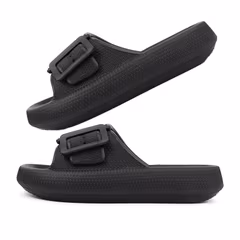 Premium säädettävät pehmeät tossut V2 yhdellä hihnalla MUSTA