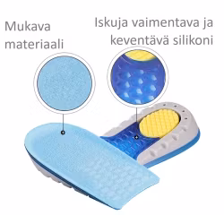 Kantapään pohjalliset, ylimääräistä pituutta, silikonin keventäminen