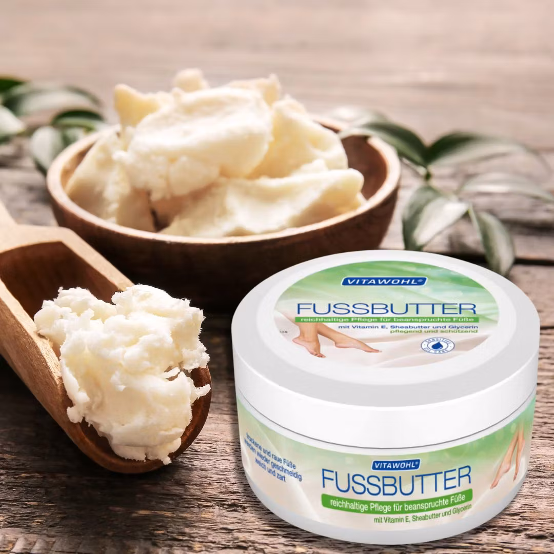 Vitawohl Foot Butter, jalkavoide, jossa on karitevoita, E-vitamiinia ja glyseriiniä 250ml