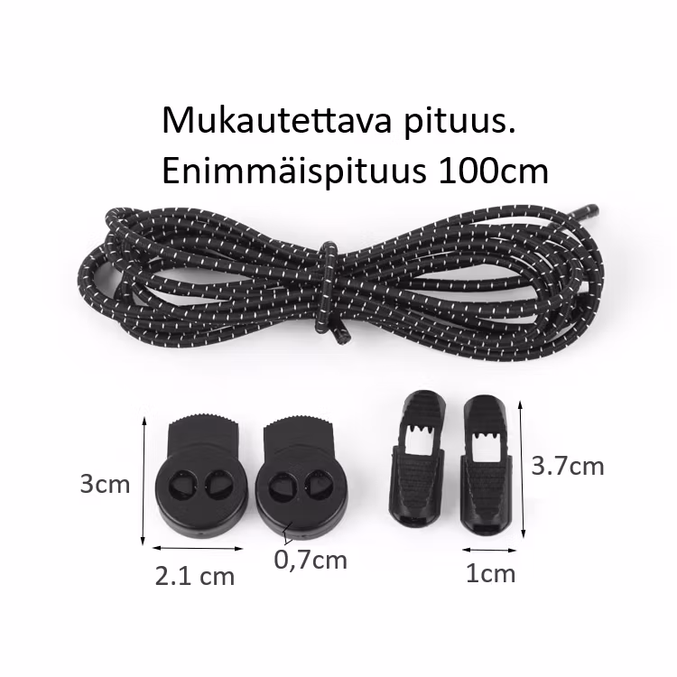 Kengännauha solmimaton, itselukittuva, heijastava, joustava