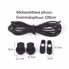 Kengännauha solmimaton, itselukittuva, heijastava, joustava