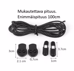Kengännauha solmimaton, itselukittuva, heijastava, joustava