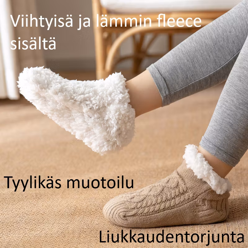 Lämpimät, liukastumista estävät neuletossut - BEIGE